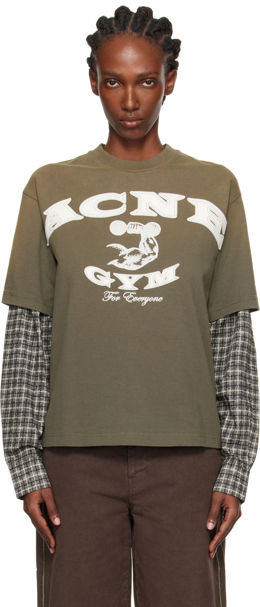 Футболка Acne Studios Acne Studios Layered Logo T-Shirt Зелений | CL0394-