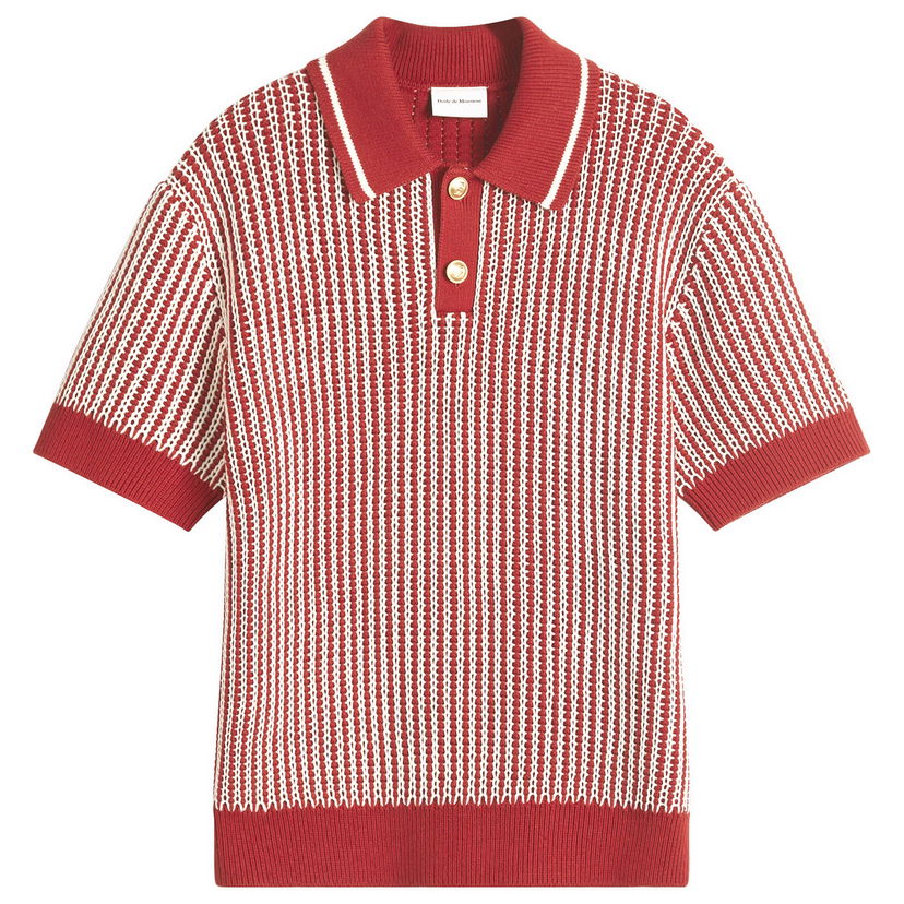 Сорочка поло Drôle de Monsieur Striped Knit Polo Shirt Червоний | G-PO167-CO208-BR