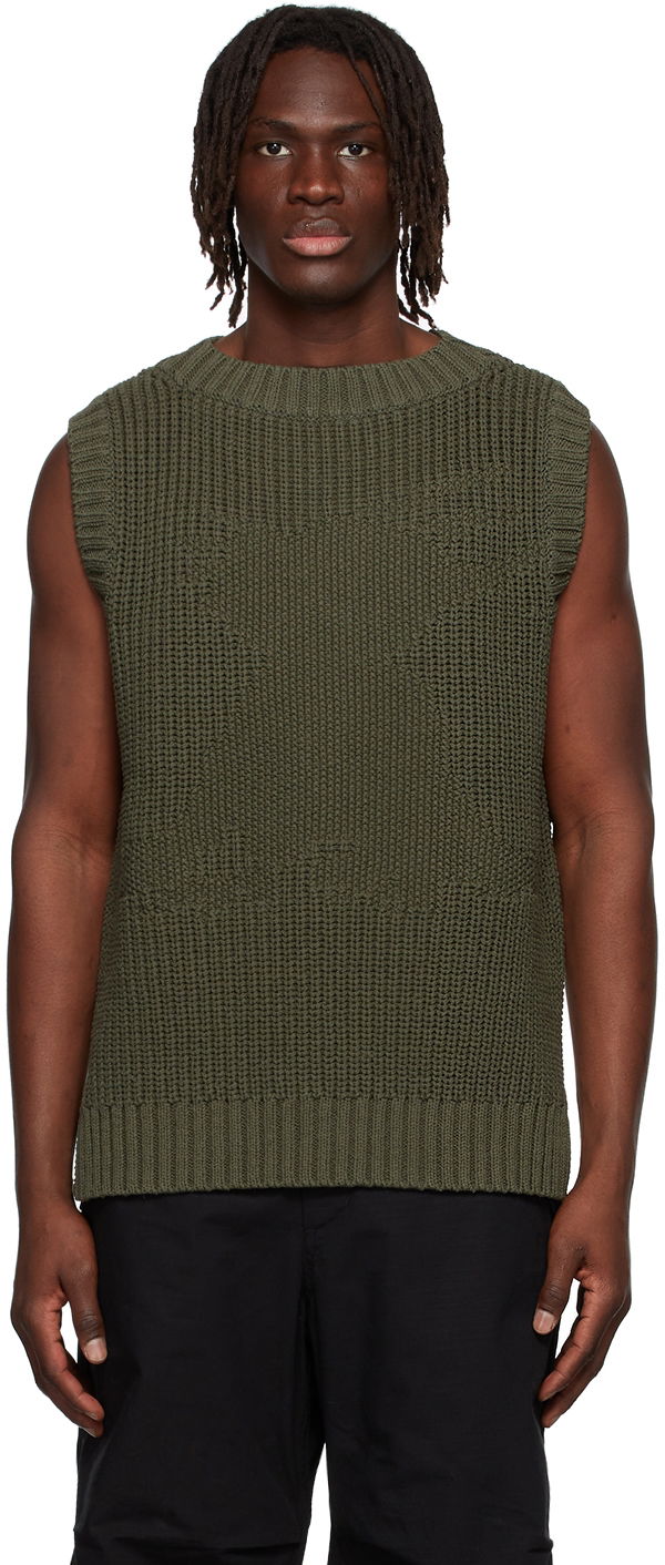 Cветр We11done We11done Knitted Cotton Vest Зелений | WD-KV1-22-607-U-KK