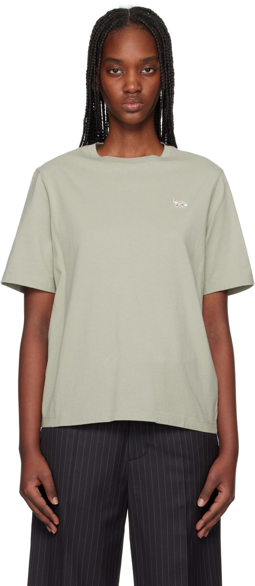 Футболка MAISON KITSUNÉ Maison Kitsuné Baby Fox Patch Comfort T-Shirt Зелений | OW00107KJ0008