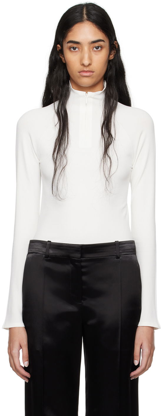 Боді The Row Long Sleeve Fitted Turtleneck Top білий | 8137-Y674