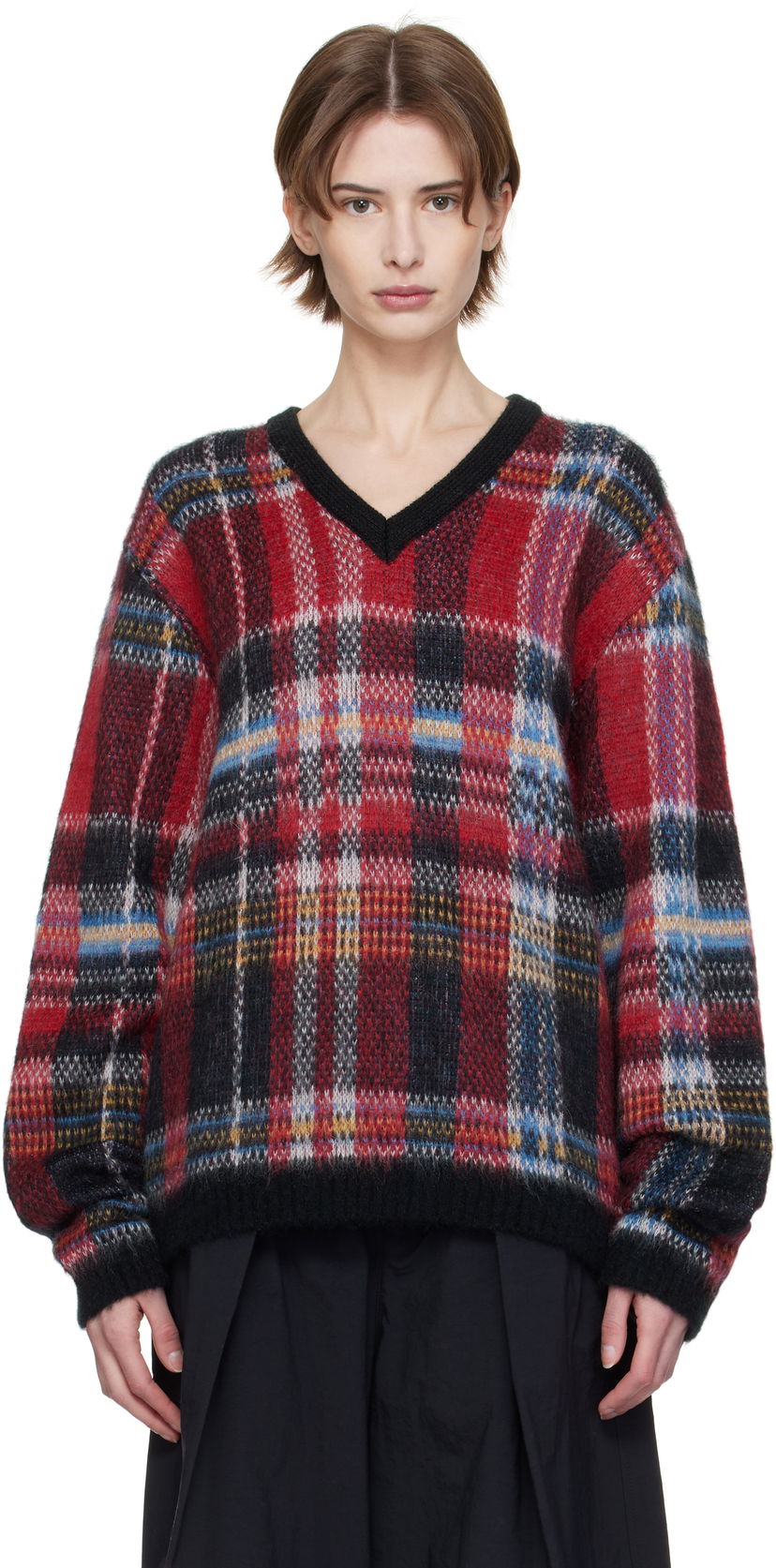 Cветр YMC YMC Vertigo Tartan V-Neck Sweater Різнокольоровий | P8XMF