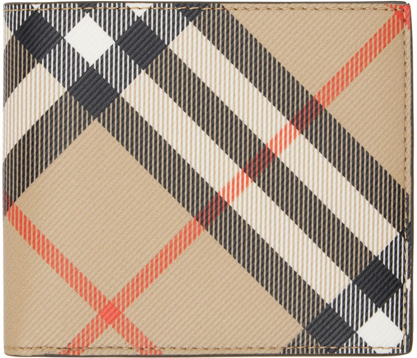 Гаманець Burberry Tan Check Bifold Wallet бежевий | 8091926