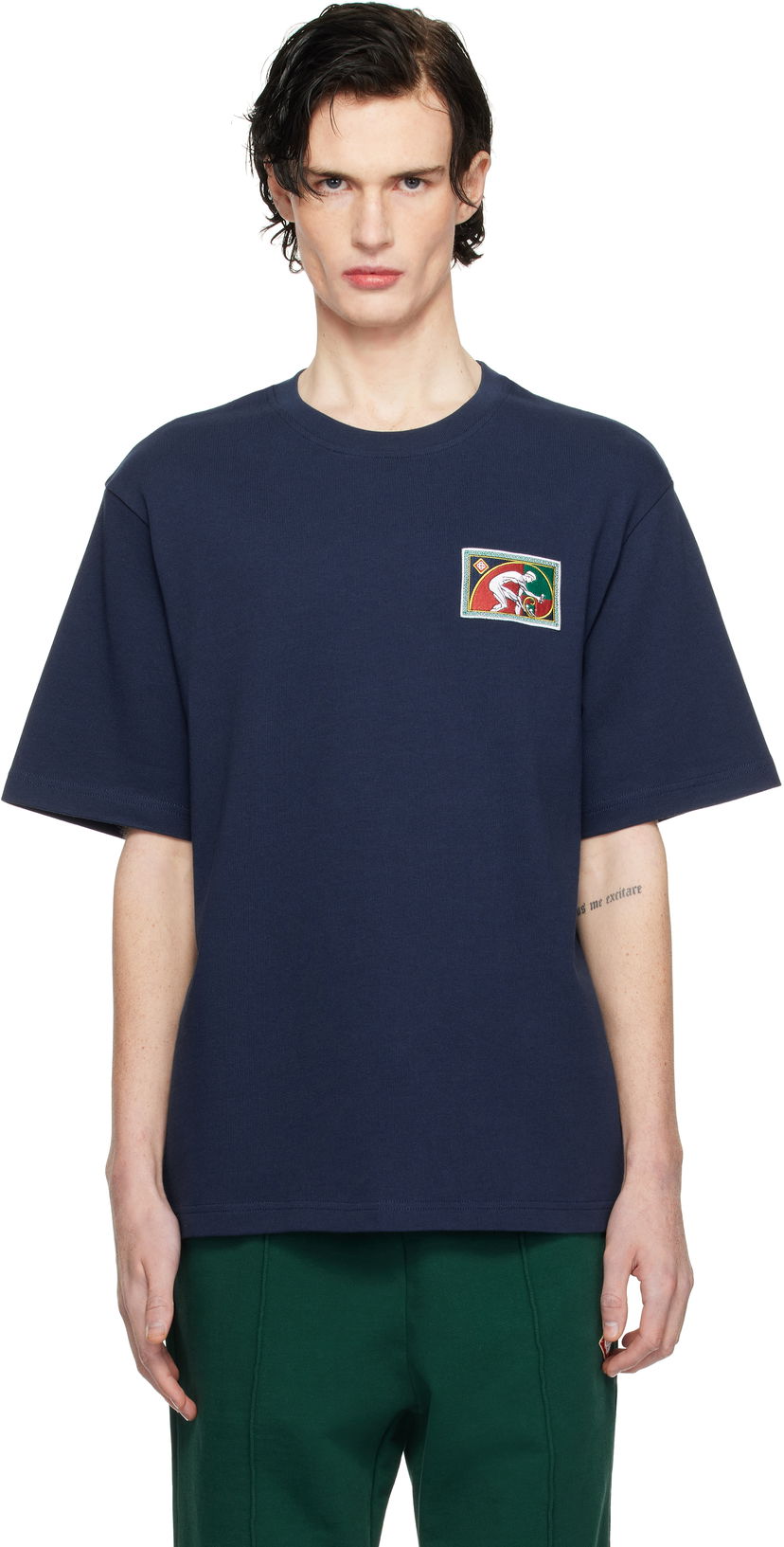 Футболка Casablanca Fibonacci Patch T-Shirt темно-синій | MPS25-JTS-027-03