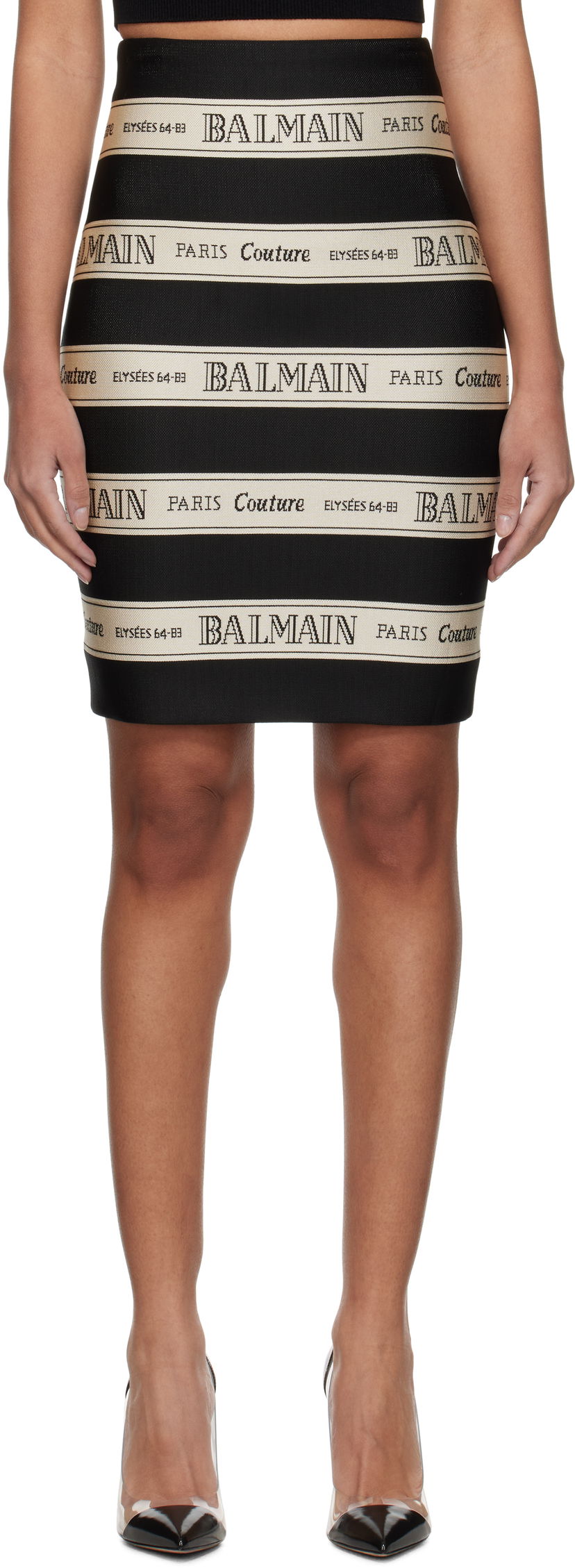 Спідниця Balmain Balmain Jacquard Miniskirt чорний | EF1LC245JJ95