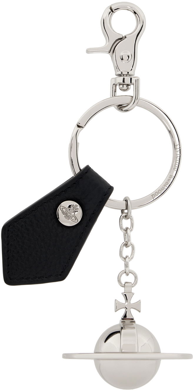 Брелоки Vivienne Westwood Black & Silver 3D Orb Keychain чорний | 8203011LU-OM0014-