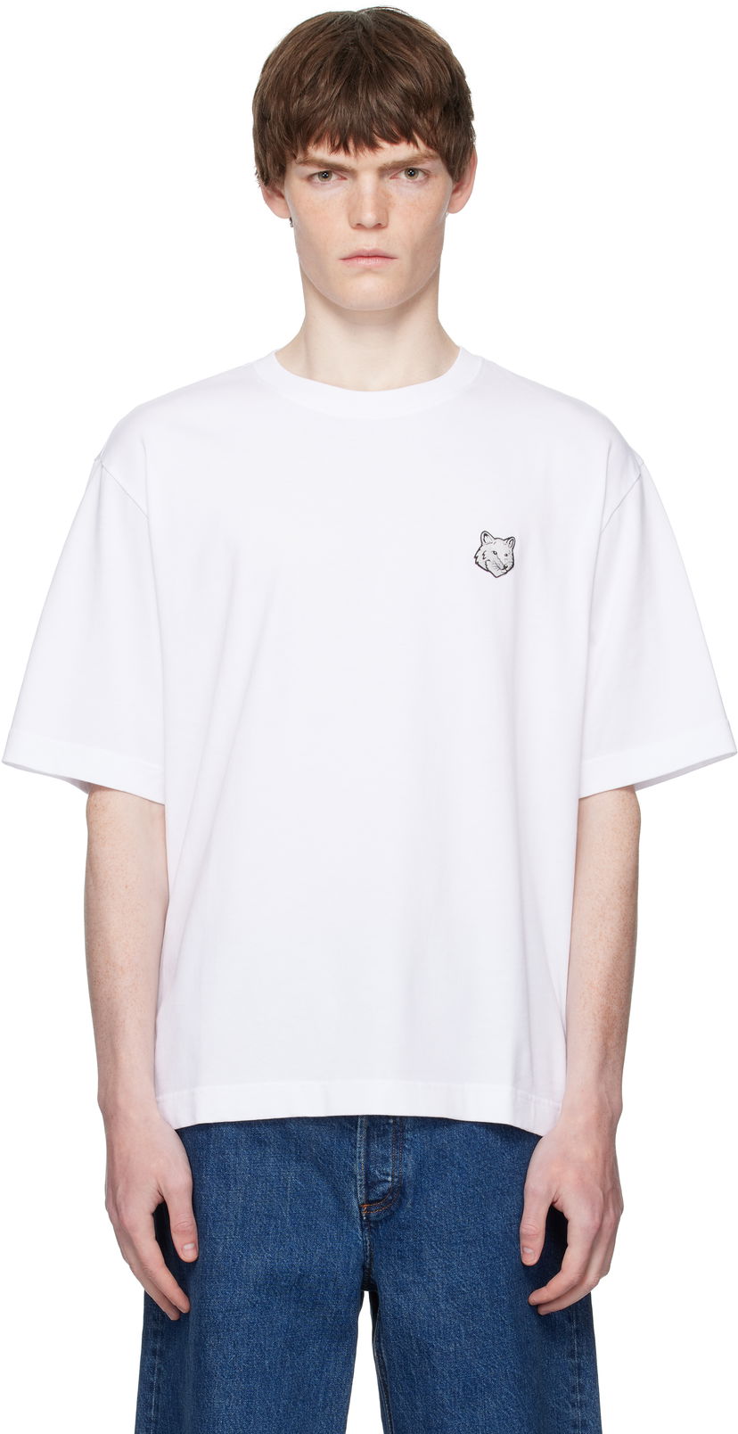 Футболка MAISON KITSUNÉ Maison Kitsuné Fox Head Patch Comfort T-Shirt білий | PM00109KJ0119