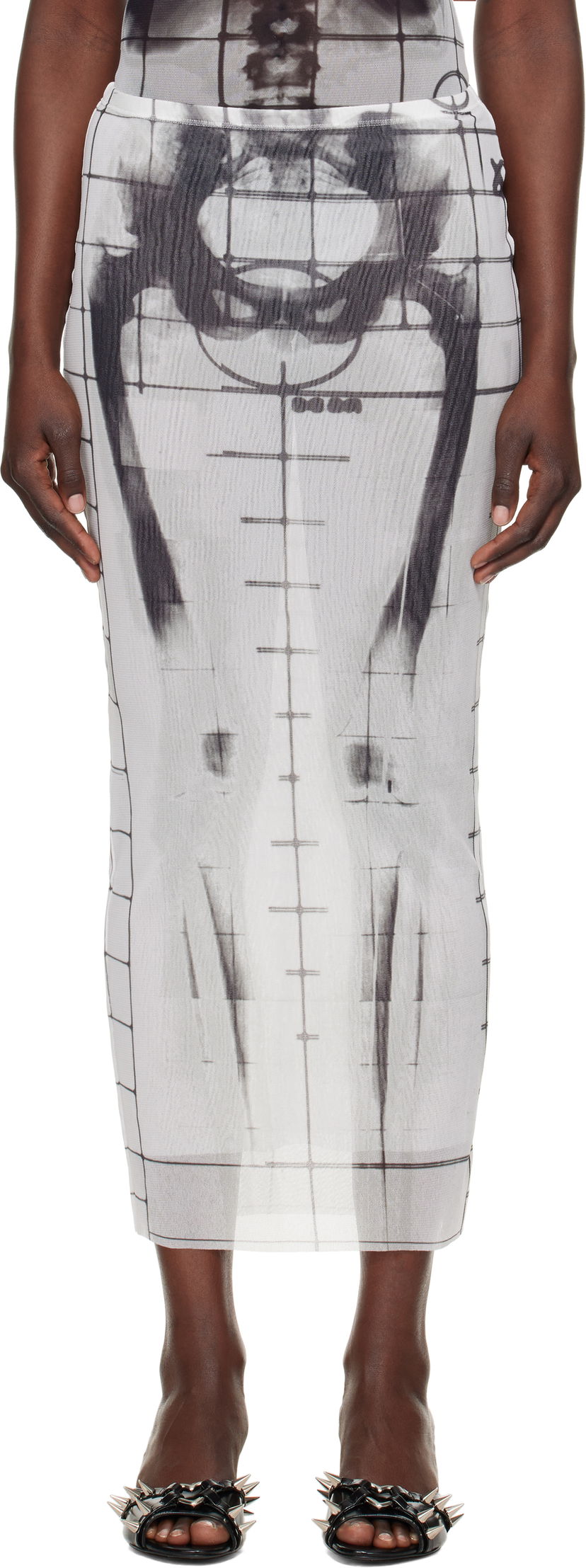 Спідниця Jean Paul Gaultier Jean Paul Gaultier 'The Squeletor' Mesh Maxi Skirt білий | 25/33-F-JU144-T580-0100