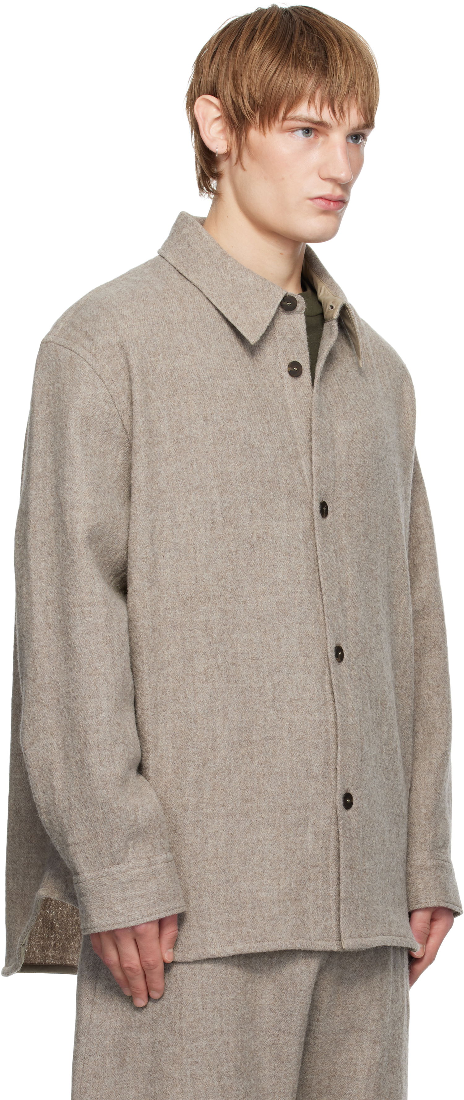 Сорочка Studio Nicholson Studio Nicholson Deck Wool Shirt бежевий | DECK SNM - 1296, 1