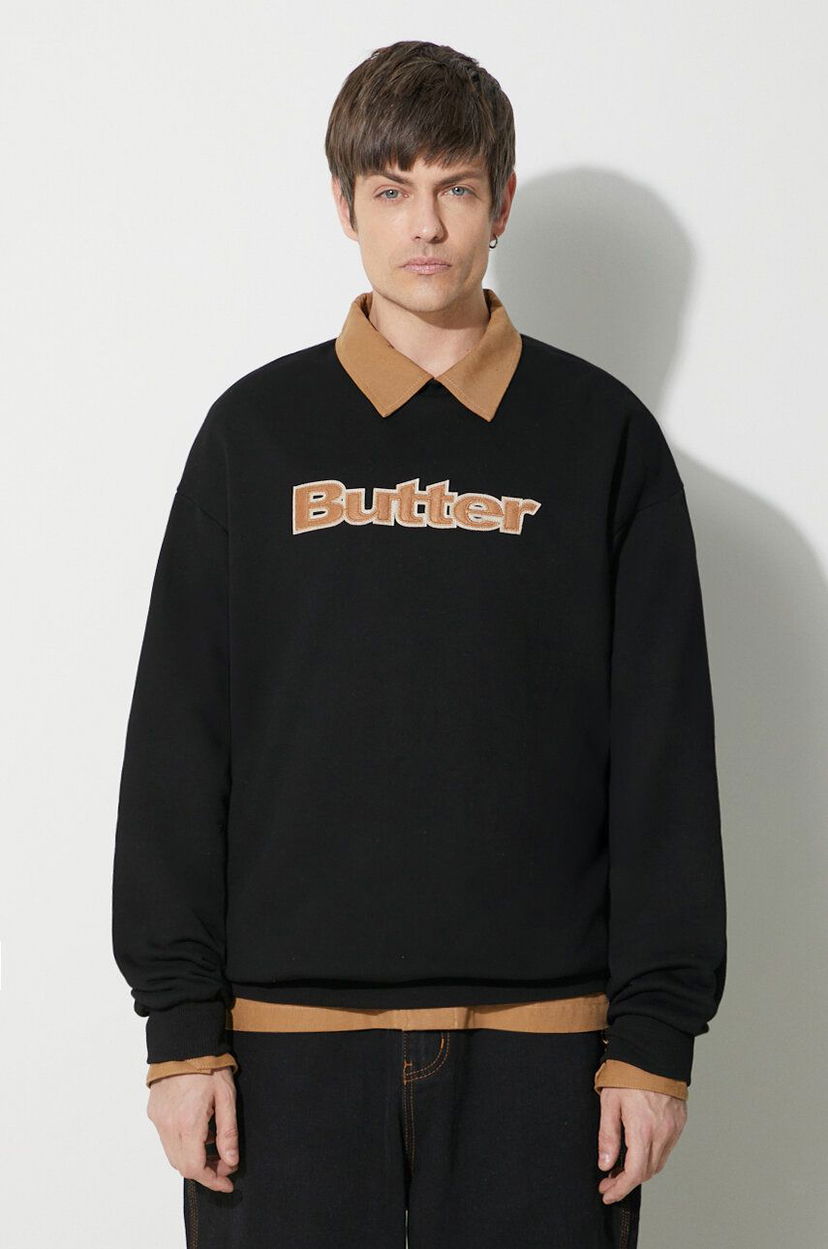Cветр Butter Goods Crewneck Sweatshirt With Applique чорний | BGQ423D20904