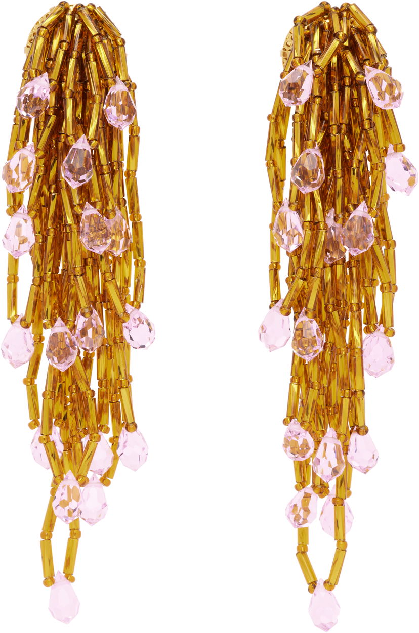 Сережки KIKO KOSTADINOV Kiko Kostadinov Cowen Pink & Gold Beaded Drop Earrings Рожевий | KKWAW25ER03-158