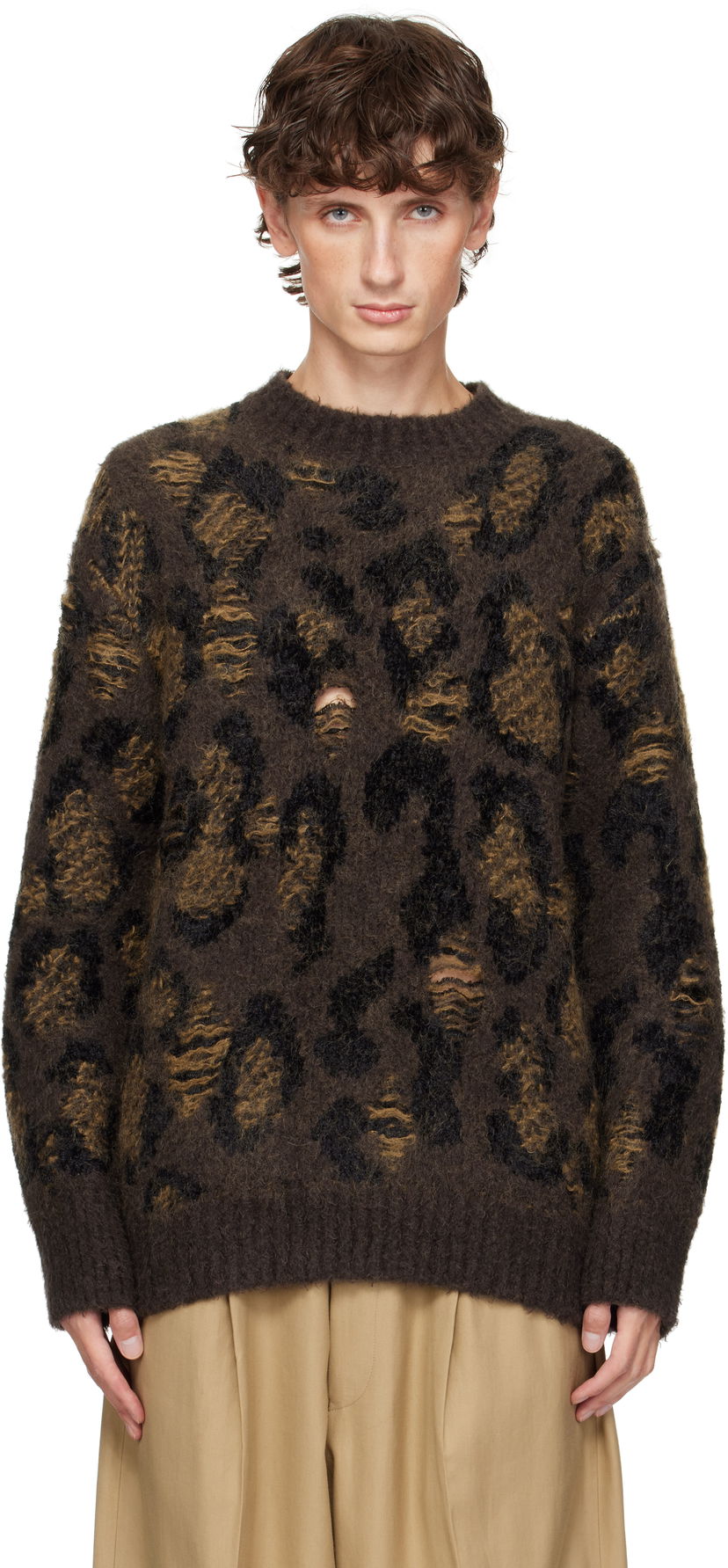 Cветр Junya Watanabe Jacquard Crewneck Sweater Коричневий | WN-N033-051