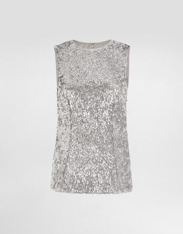 Безрукавка Dolce & Gabbana Sleeveless Sequin Top Металік | F7AL1TFLSMCS0998, 0