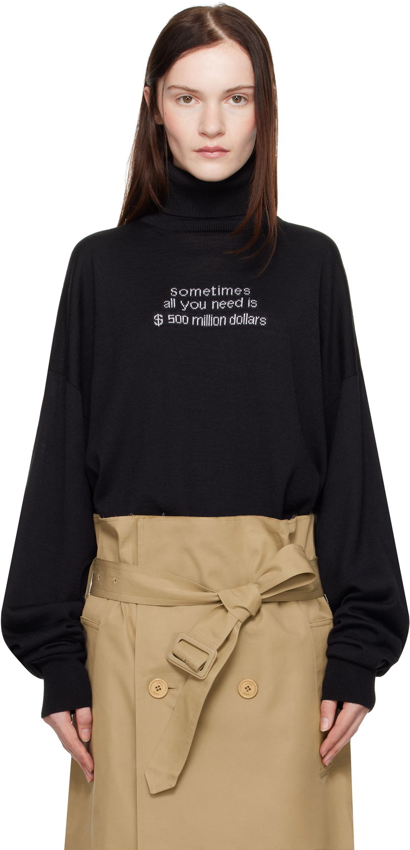 Cветр VETEMENTS VETEMENTS '500 Million Dollars' Turtleneck Sweater чорний | UA66KN180B