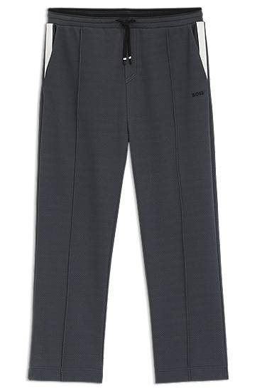 Спортивні штани BOSS Relaxed-Fit Quilted Jacquard Tracksuit Bottoms Сірий | 50543145