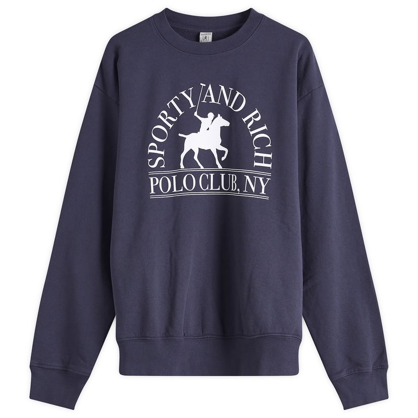 Світшоти Sporty & Rich Sporty & Rich Polo Club Crew Sweatshirt темно-синій | ST071612252BL106