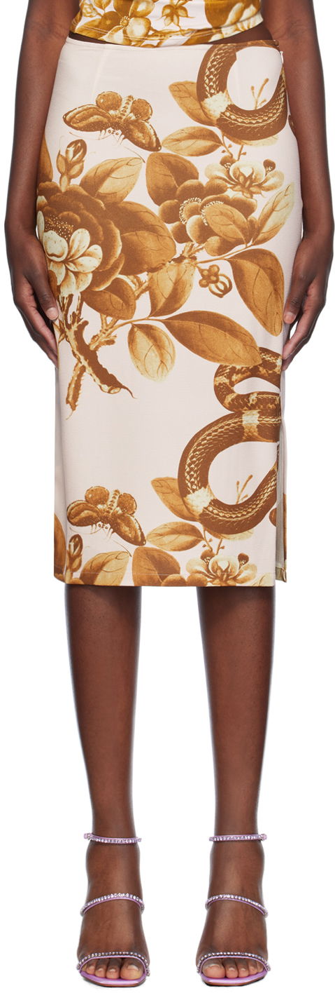 Спідниця Miaou Miaou Moni Floral Print Midi Skirt бежевий | 4005SCREDN