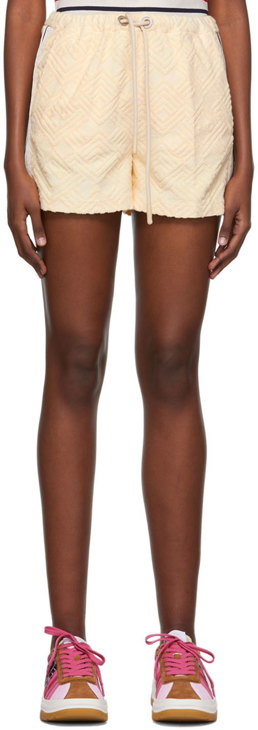 Шорти Palm Angels Chevron Cotton Shorts бежевий | PWCB025S22FAB0010303