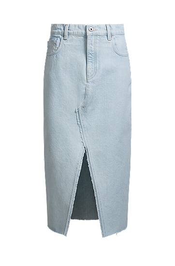 Спідниця BOSS Denim Midi Skirt with Frayed Hem Синій | 50534746