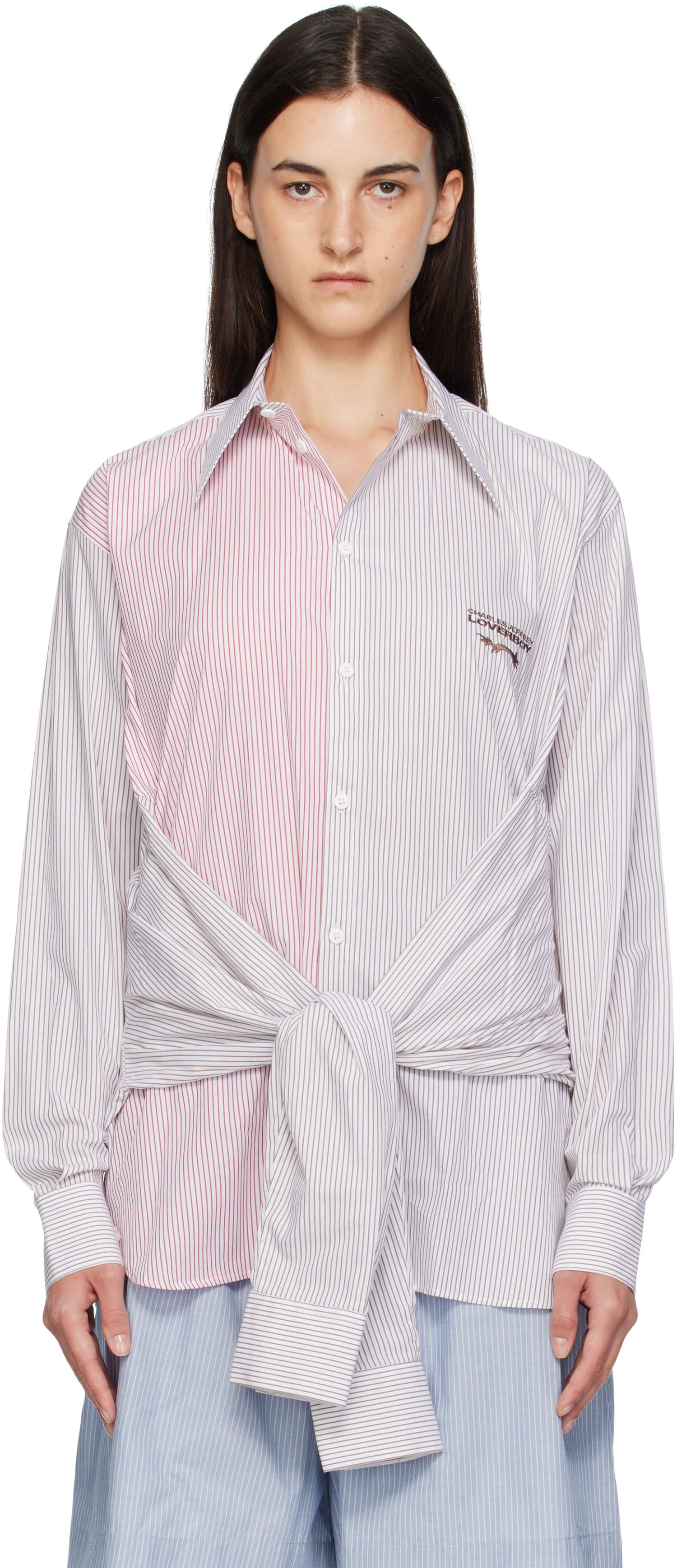Сорочка Charles Jeffrey Loverboy Charles Jeffrey LOVERBOY Long Sleeve Striped Split-Panel Tie-Front Button-Up Shirt Різнокольоровий | 52070402, 0
