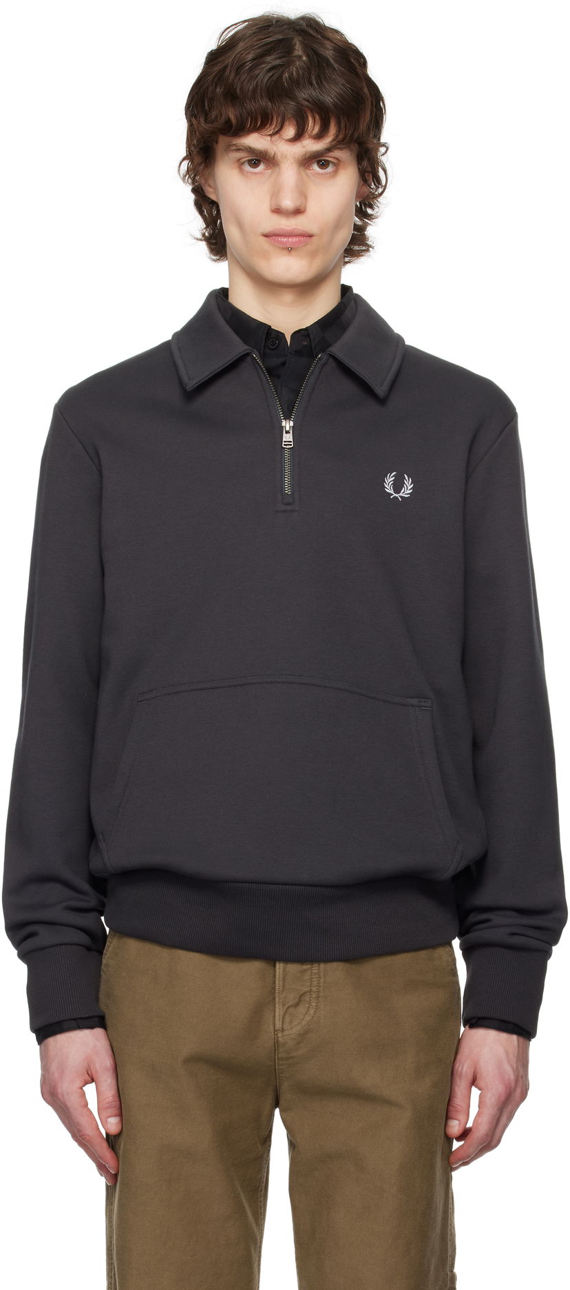 Світшоти Fred Perry Fred Perry Half-Zip Fleece Sweatshirt Сірий | M8637