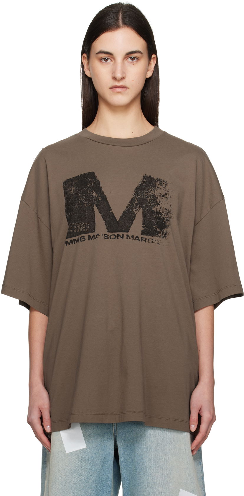 Футболка Maison Margiela MM6 Maison Margiela Sunbleached Logo T-Shirt Коричневий | S52GC0342 S24312