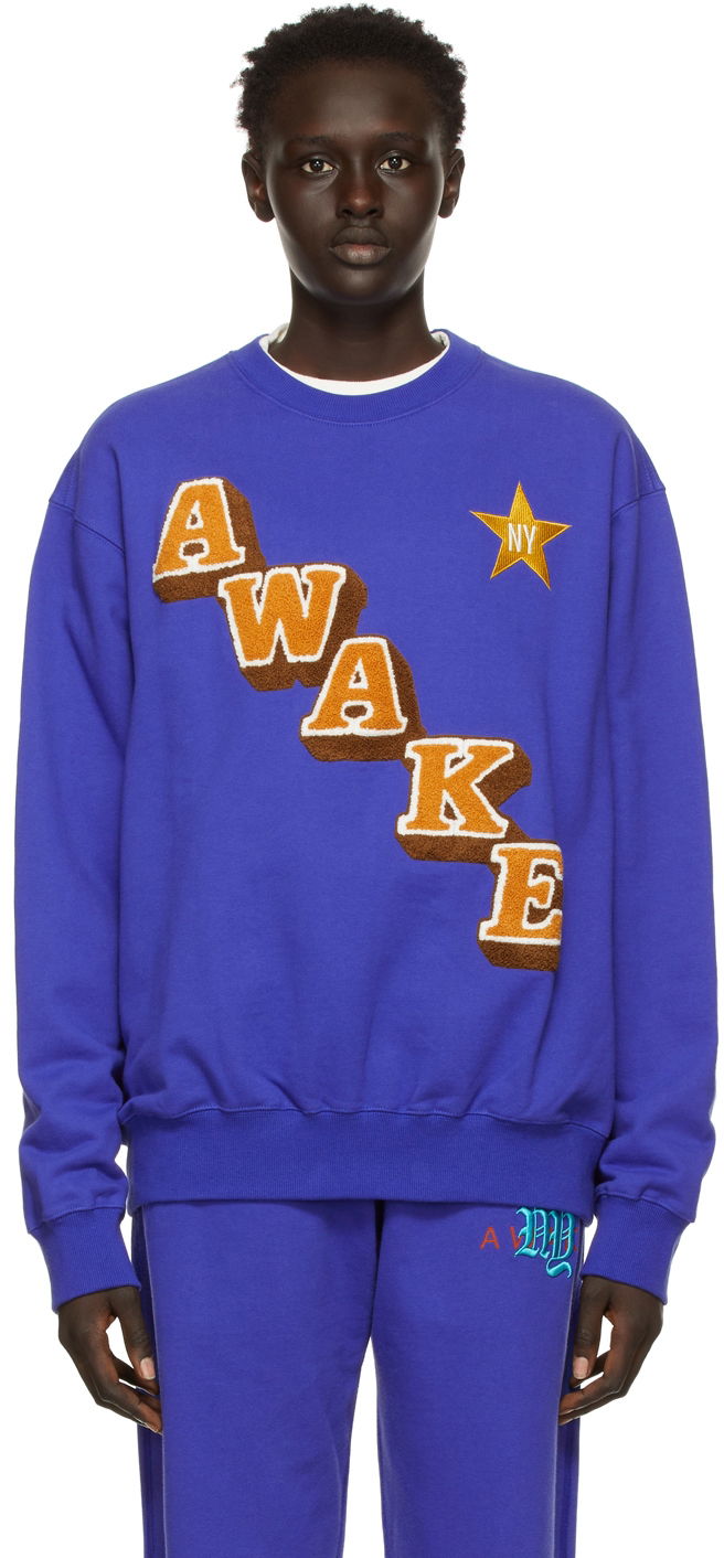 Світшоти Awake NY Stacked Logo Crewneck Sweatshirt Синій | AWK-FW21-CN001