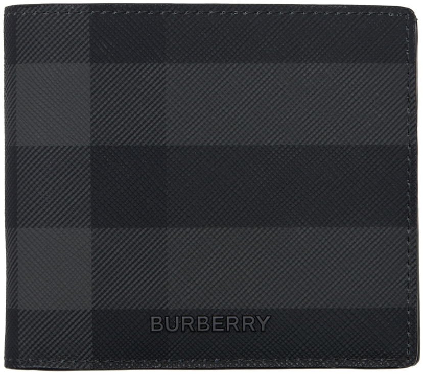 Гаманець Burberry Black & Gray Check Bifold Coin Wallet чорний | 8100529