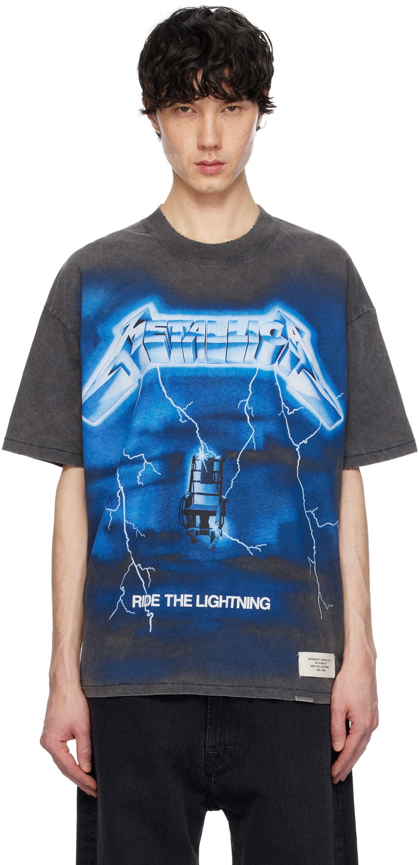 Футболка Represent Clo Represent x Metallica 'Ride The Lightning' Graphic Tee Сірий | MLM4356