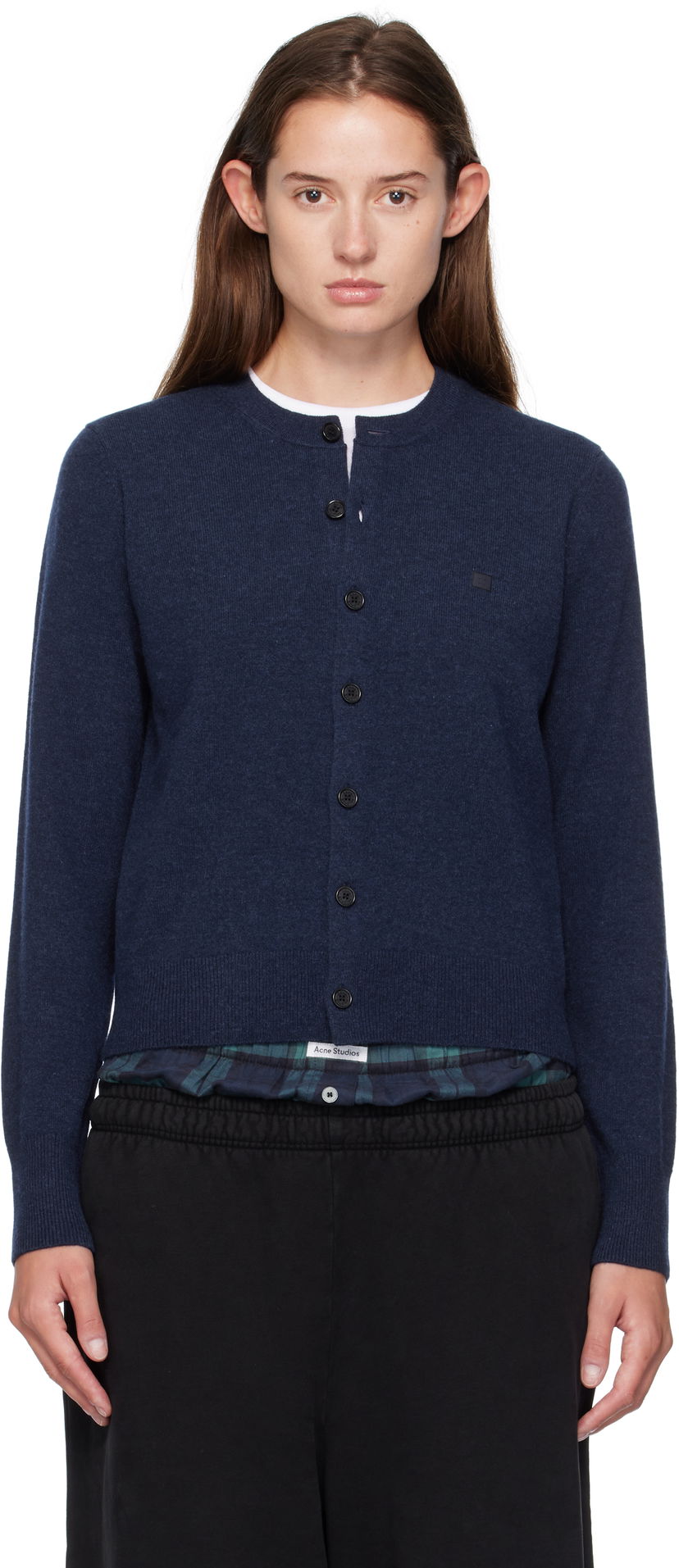 Cветр Acne Studios Fitted Yak Wool Cardigan темно-синій | A60634-
