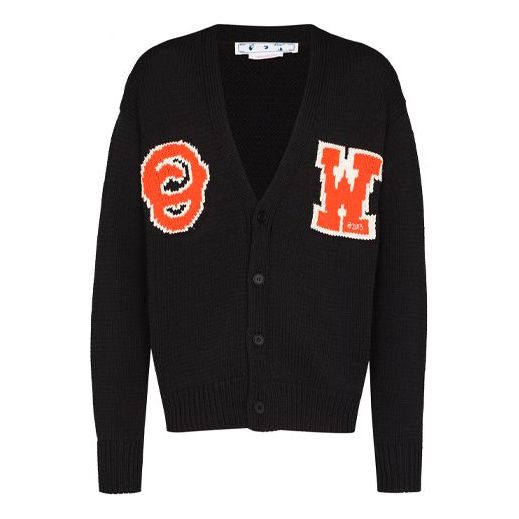 Cветр Off-White Off-White Logo Intarsia V-Neck Knit Cardigan чорний | OMHB014C99KNI0011020