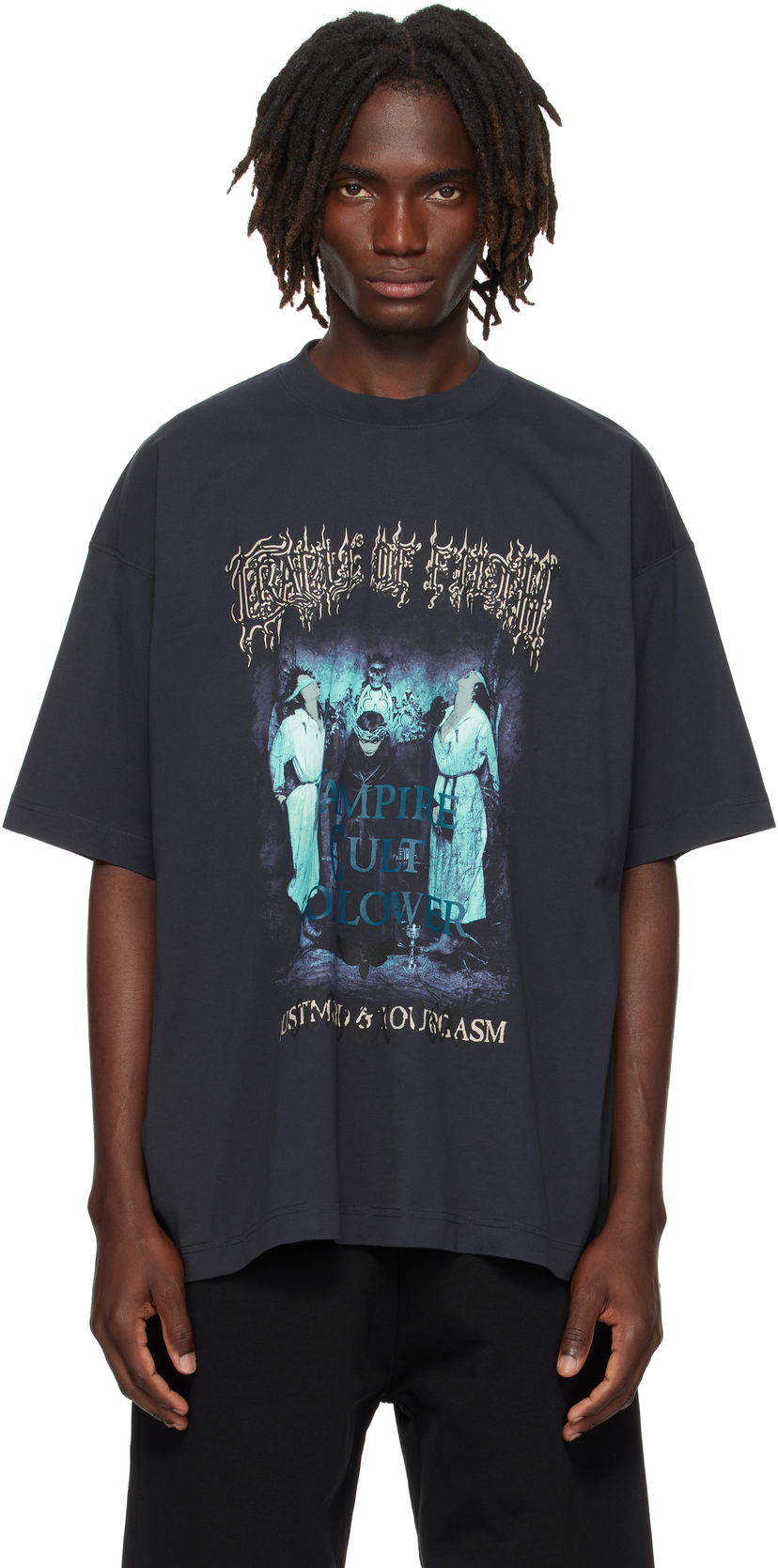 Футболка VETEMENTS Vetements Cradle of Filth 'Vampire Cult' Oversized Graphic T-Shirt чорний | UCF76TR700N