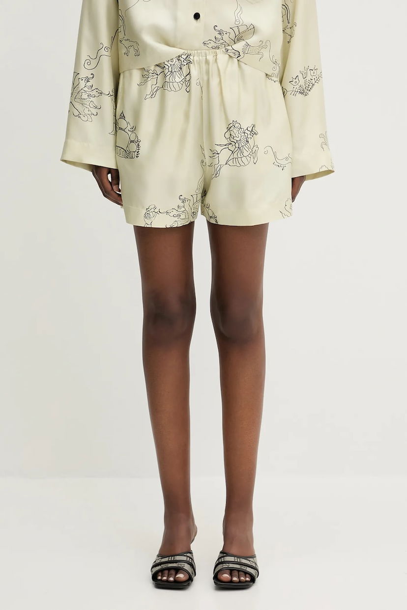Шорти Nanushka Nanushka Dylla High-Waist Silk Shorts бежевий | NW25SSST31550
