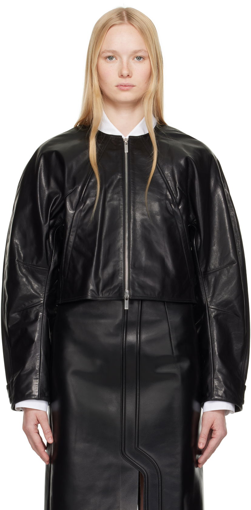 Куртка бомбер Helmut Lang Helmut Lang Articulated Leather Jacket чорний | P01HW102