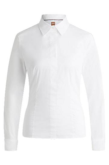 Сорочка BOSS Slim Fit Cotton Blend Blouse білий | 50499433