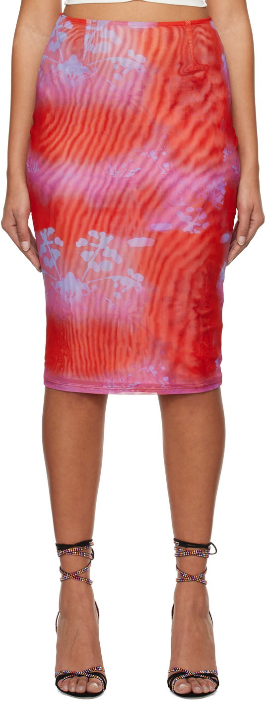 Спідниця Miaou Miaou Verona Printed Mesh Midi Skirt Червоний | 4027PM2RGM