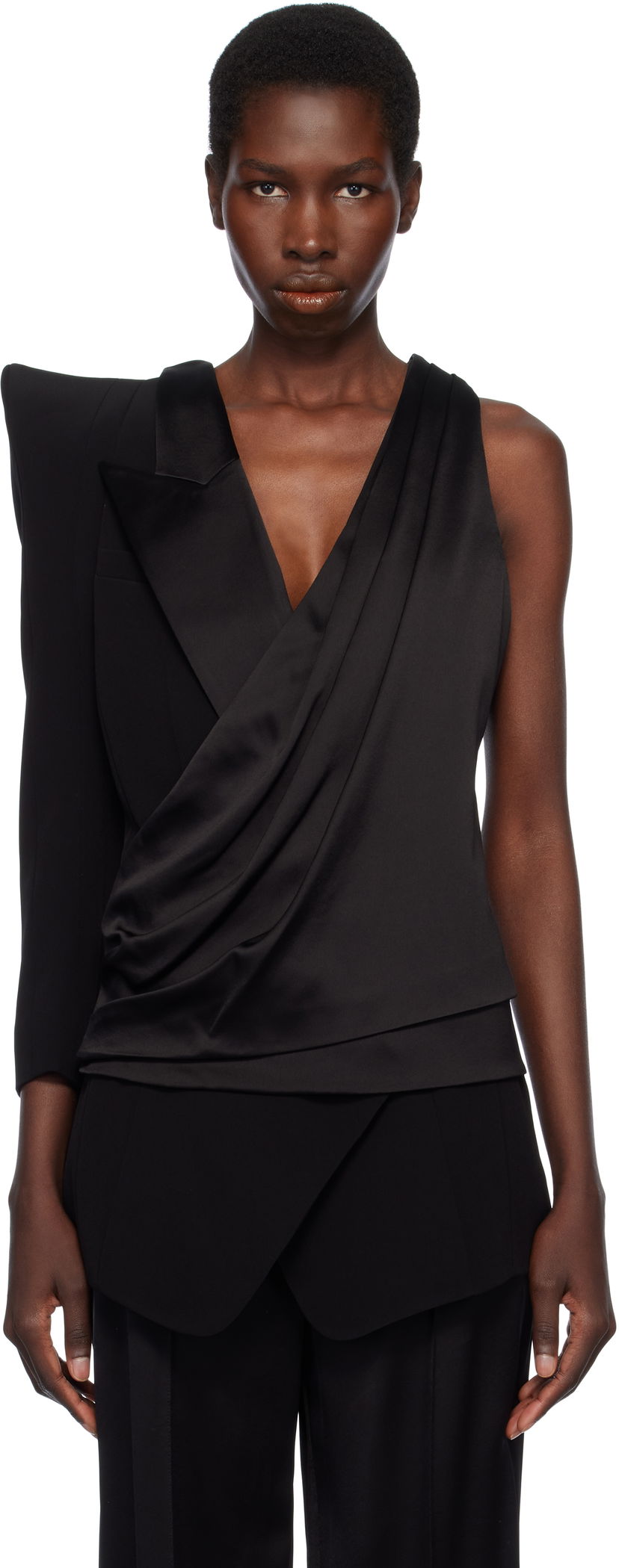 Безрукавка Balmain Balmain Asymmetric Structured Blouse Jacket чорний | EF0AQ120MF01