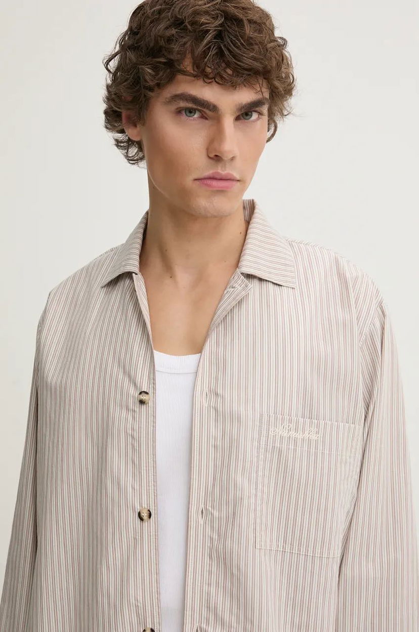 Сорочка Nanushka JELMER Regular Fit Collared Shirt бежевий | NM24PFSH02475