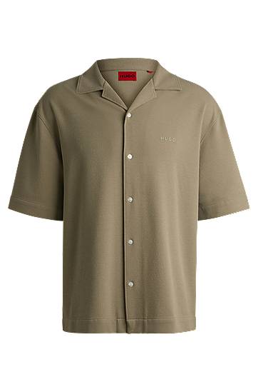Сорочка BOSS Oversized-Fit Jersey Shirt Зелений | 50539345