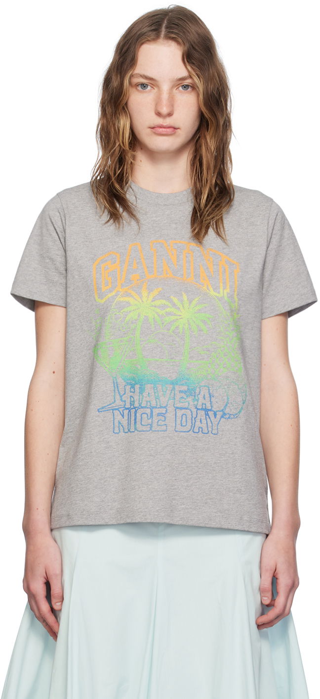 Футболка GANNI Gray Holiday T-Shirt Сірий | T3920