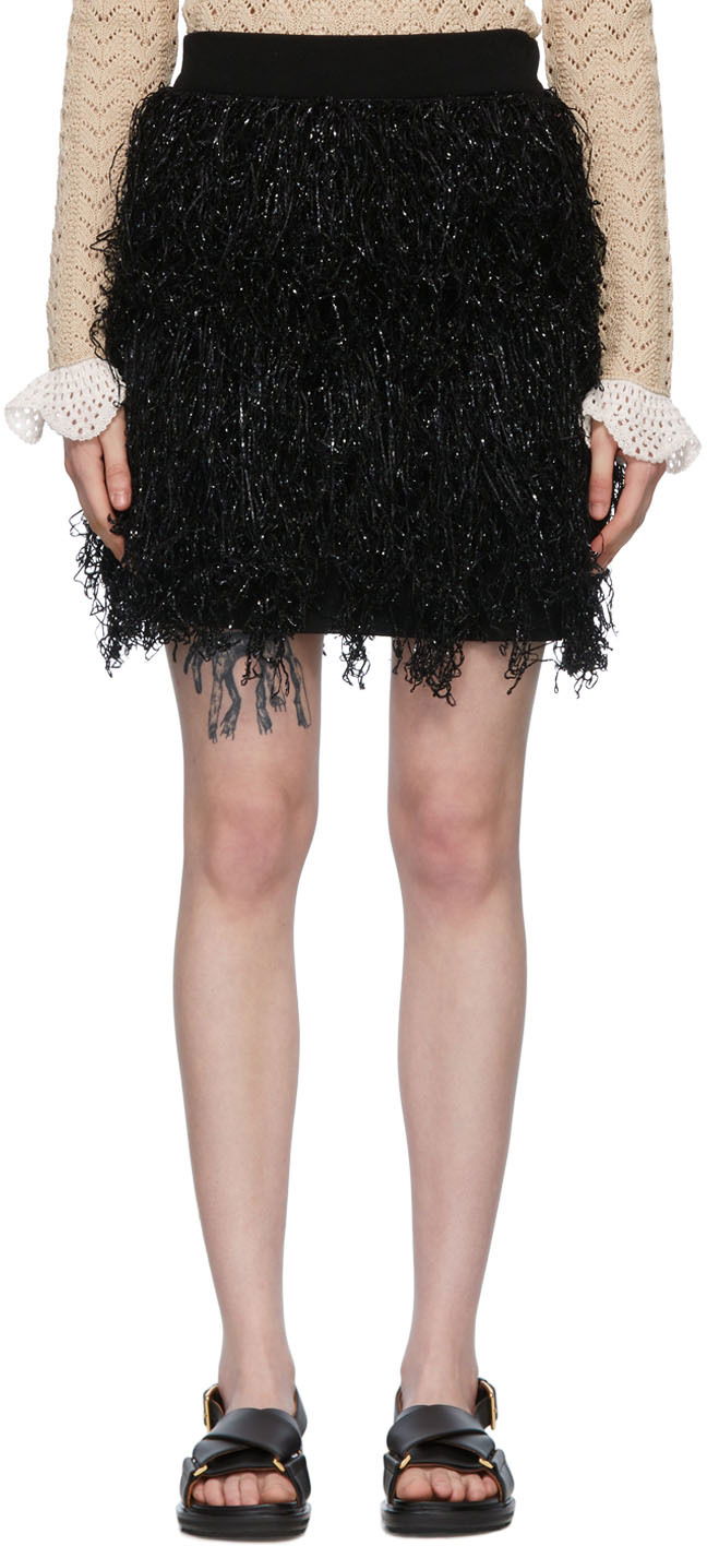 Спідниця JW Anderson Merino Wool Fringe Mini Skirt чорний | KW0623-YN0008
