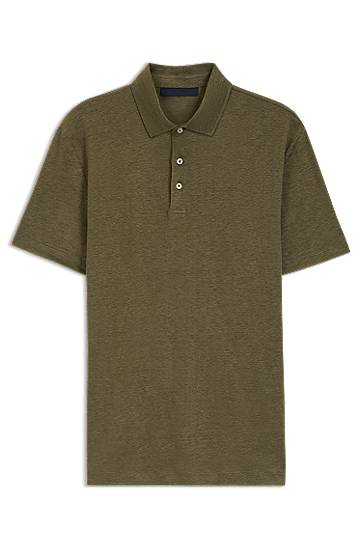 Сорочка поло BOSS BECKHAM x BOSS Linen Polo Shirt Зелений | 50552246