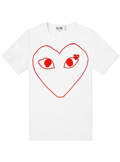Футболка Comme des Garçons Play Outline Heart Logo Tee білий | P1T100-1