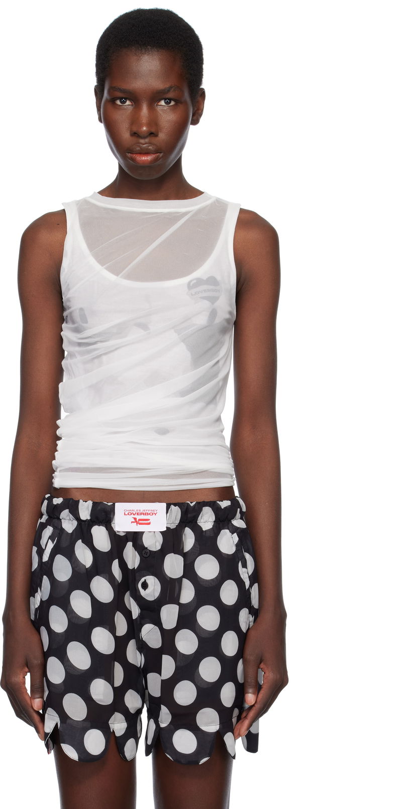 Безрукавка Charles Jeffrey Loverboy Charles Jeffrey LOVERBOY Draped Mesh Tank Top Різнокольоровий | 54080201