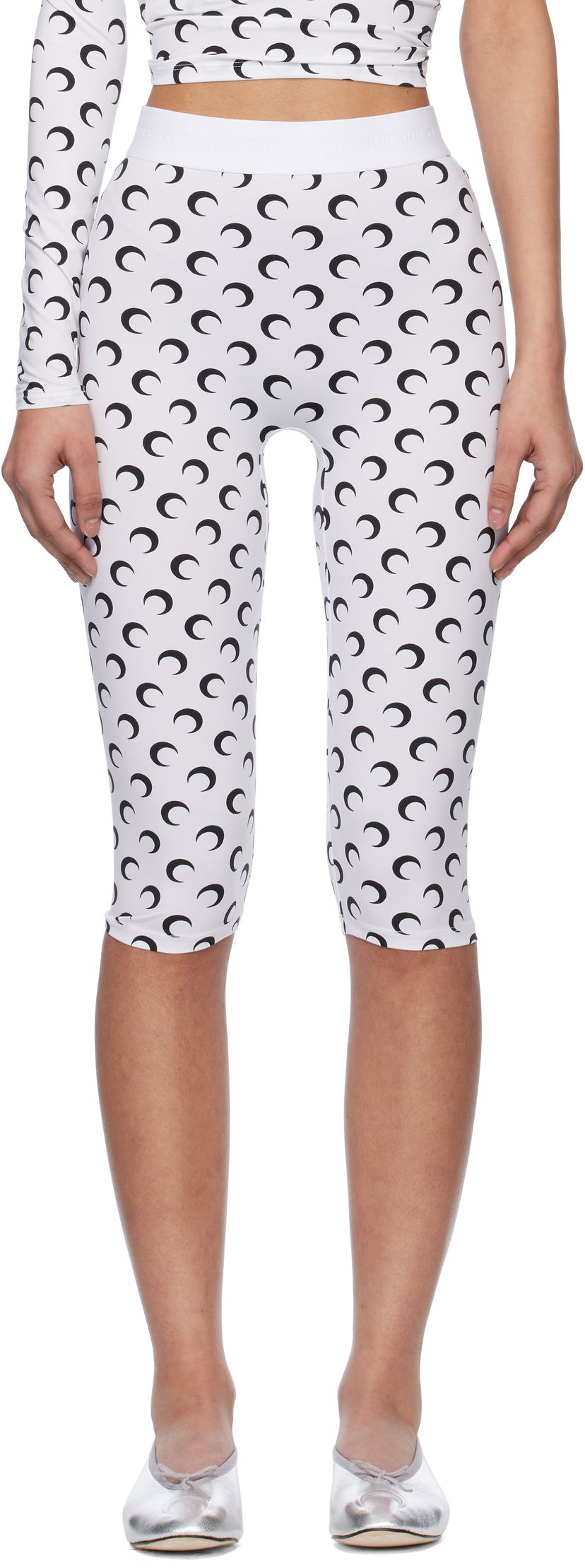 Легінси Marine Serre Marine Serre Moon Print Jersey Capri Leggings білий | WPA157A CJER0001