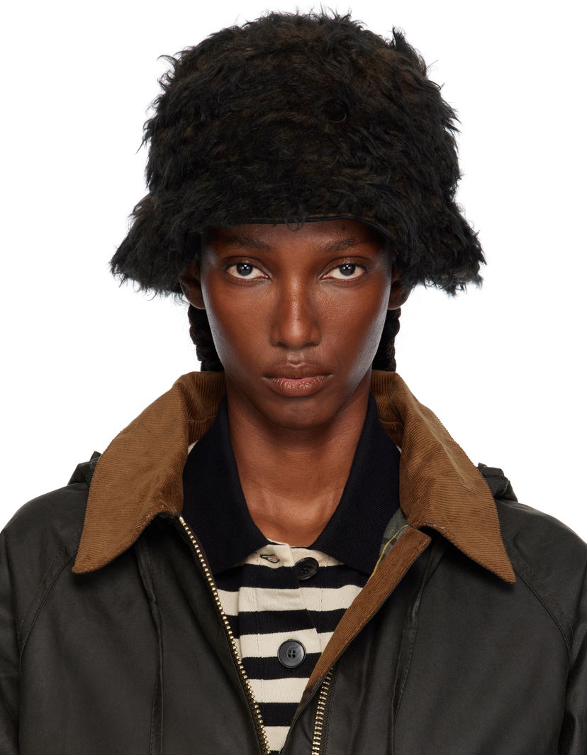 Капелюх OUR LEGACY Shaggy Faux-Fur Logo Hardware Bucket Hat чорний | A4258BOB