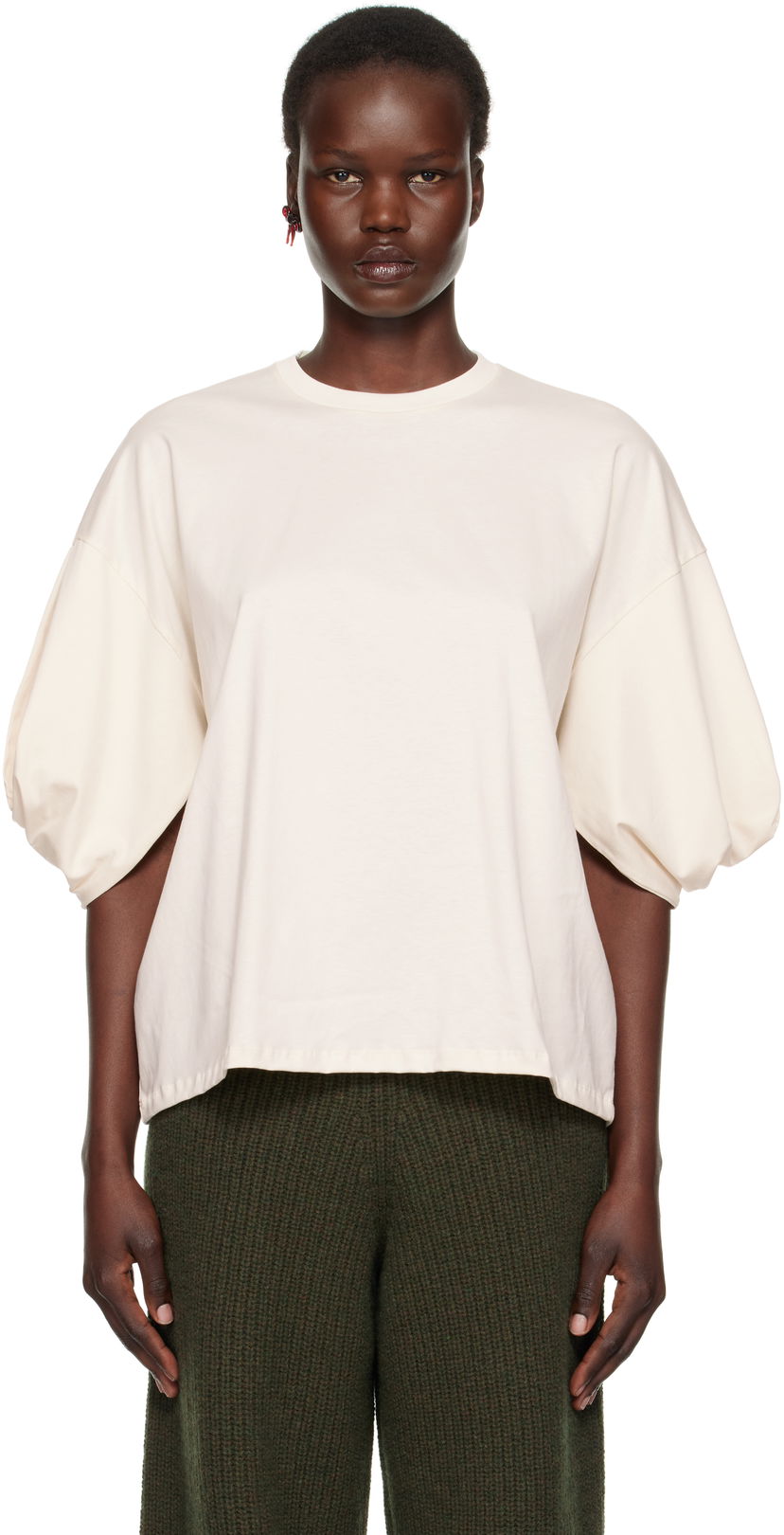 Футболка Baserange Baserange Harbour Puff Sleeve T-Shirt бежевий | TOHA-RC-SP25