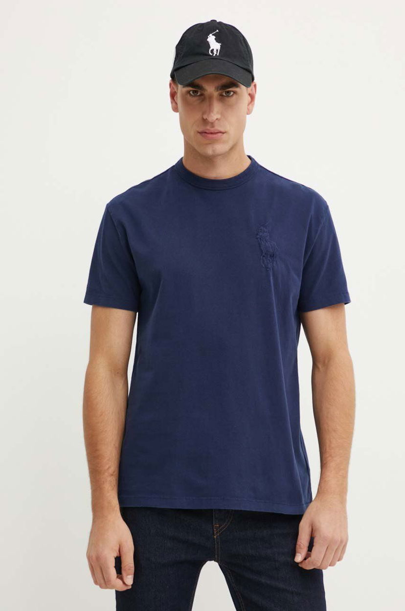 Футболка Polo by Ralph Lauren Navy Blue T-Shirt with Embroidered Logo Синій | 710936509