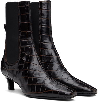Одяг TOTEME TOTEME 'The Mid Heel' Croc-Embossed Leather Ankle Boots Коричневий | 231-907-847, 3