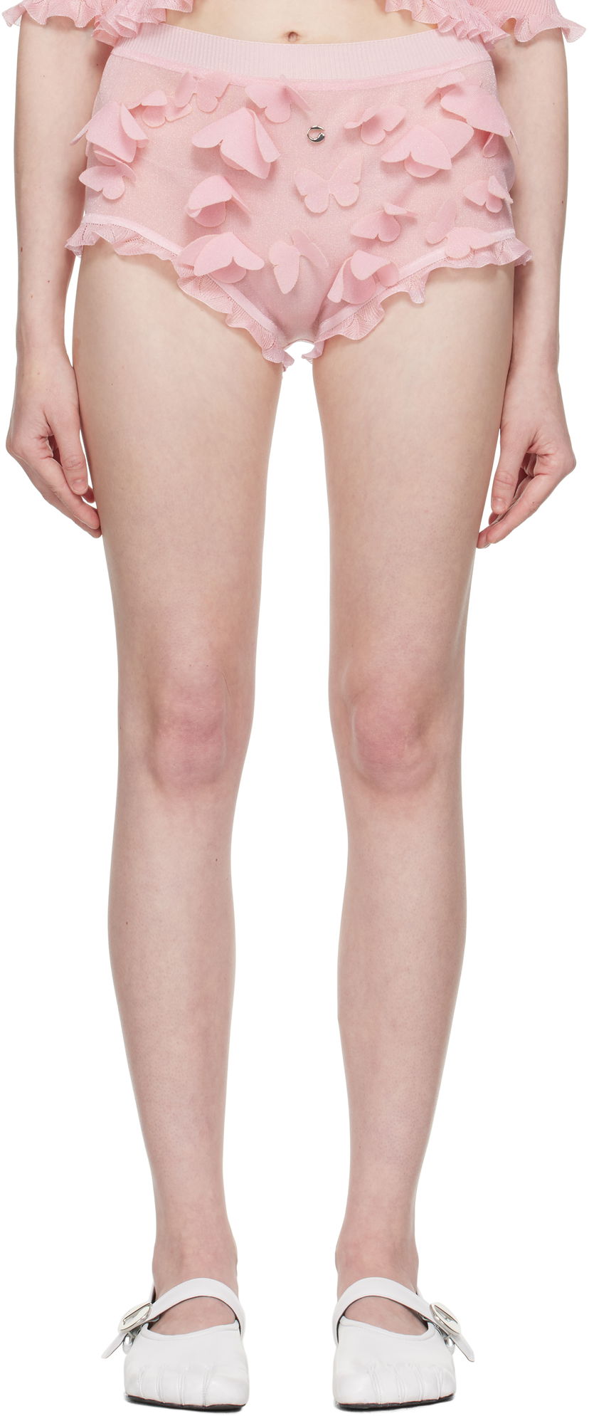 Трусики Coperni Coperni Knitted Butterfly Appliqué Shorts Рожевий | COPML138Y3015